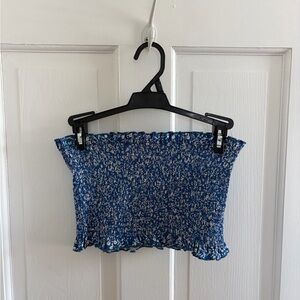 Citron Blue and White Floral Tube Top